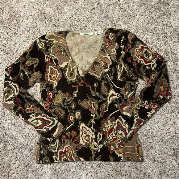 Neiman Marcus Cashmere Collection V-Neck Sweater Medium - Picture 1 of 4